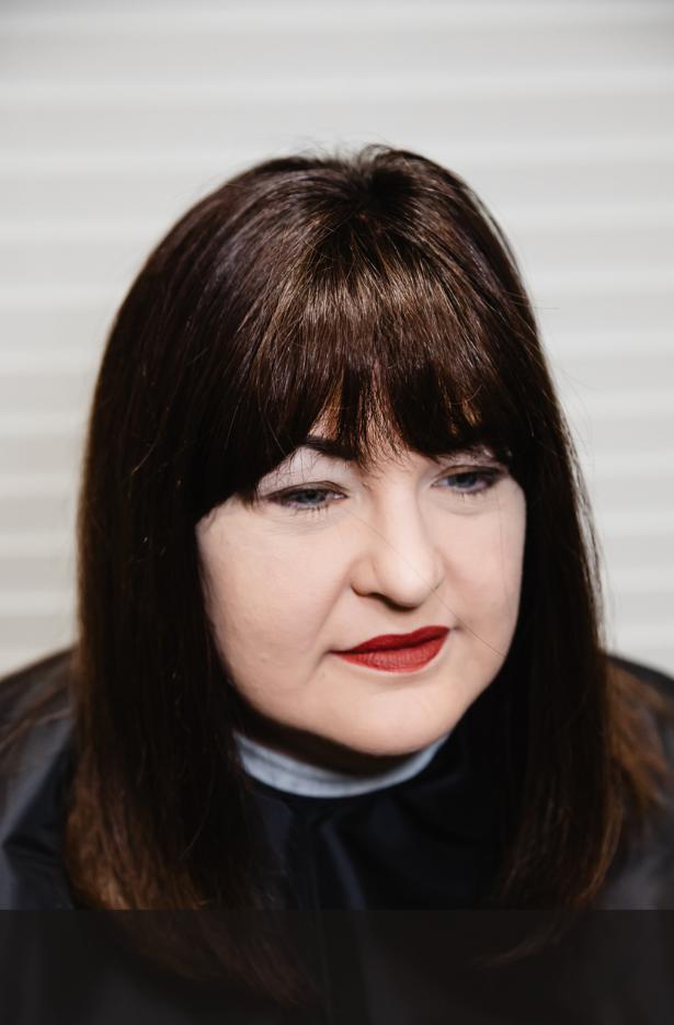 Female client after hair replacement